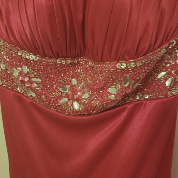 Raspberry Colored Embroidered Prom Dress - Picture 2 of 3